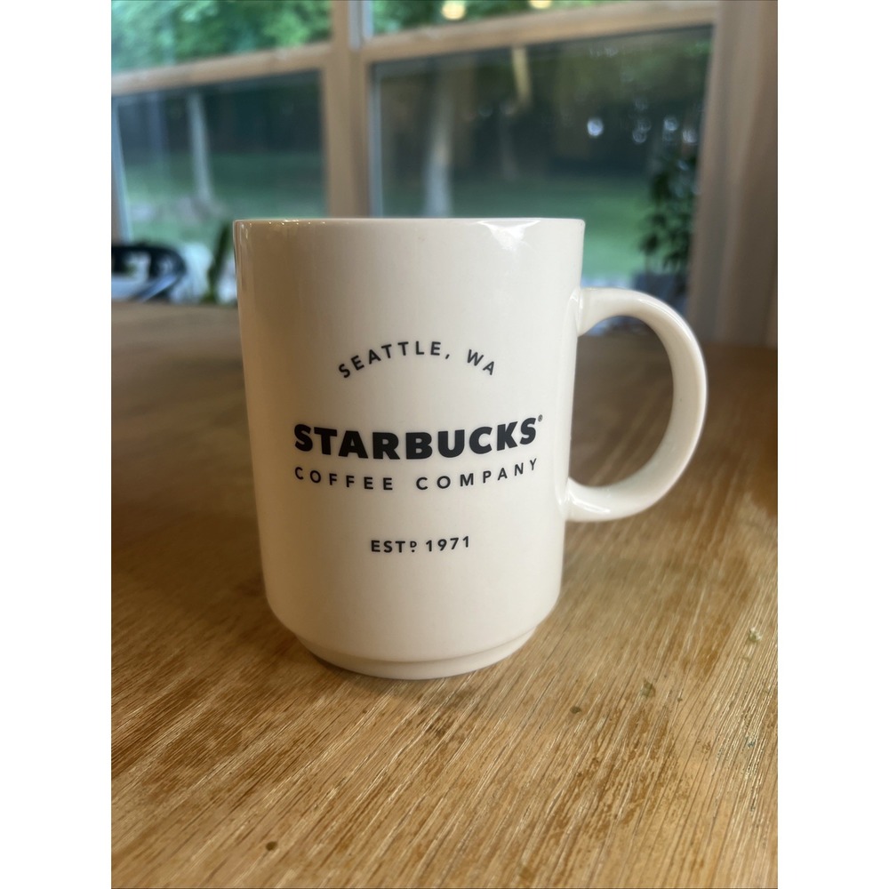 Starbucks Company 14 oz 2018 White Ceramic Coffee Mug Cup Seattle, WA Est 1971